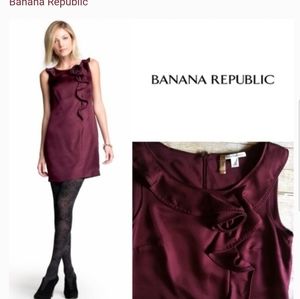 Banana Republic maroon silk dress ruffles